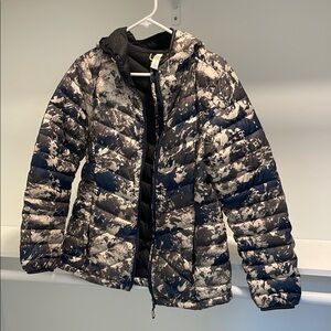 Lole Blue and Gray Puffer Jacket with Stand-Up Collar